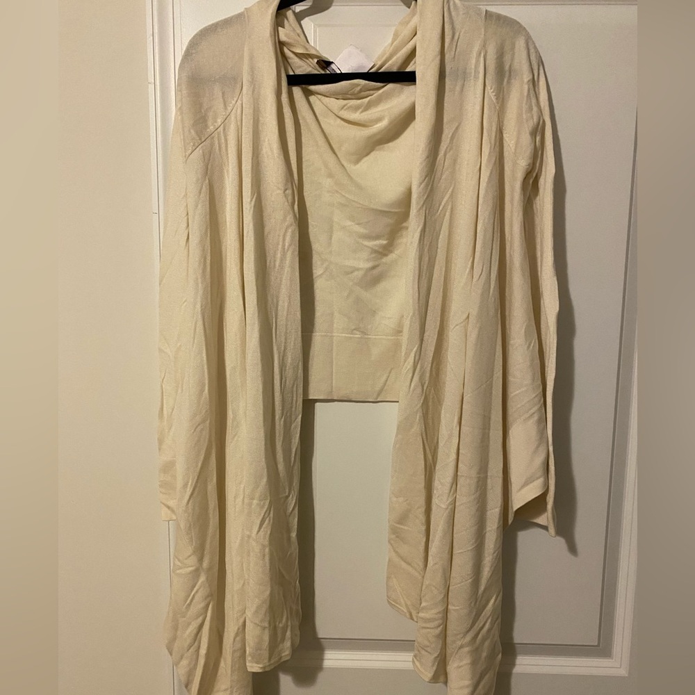 BCBG Maxazria sweater shawl, beige, size M/L